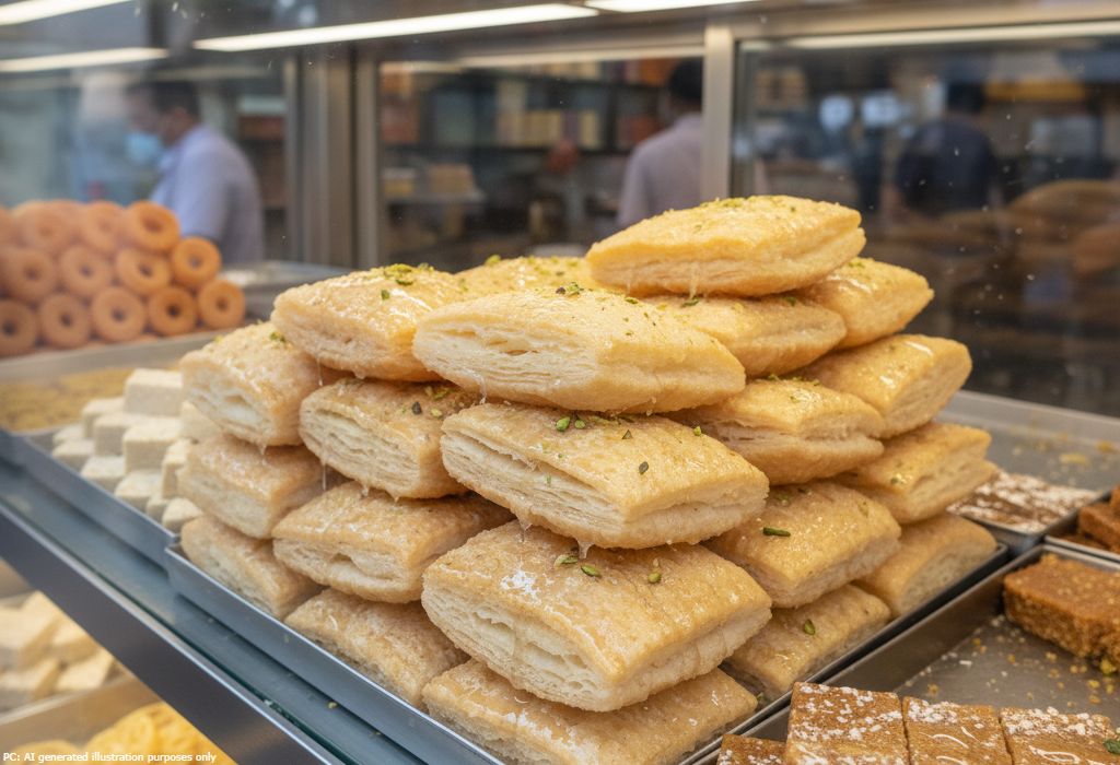 Khaja indian sweet pastry